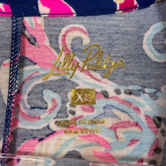 Lilly Pulitzer size XL Emery shift dress pink blue paisley floral cotton 3/4 sl - Picture 12 of 14